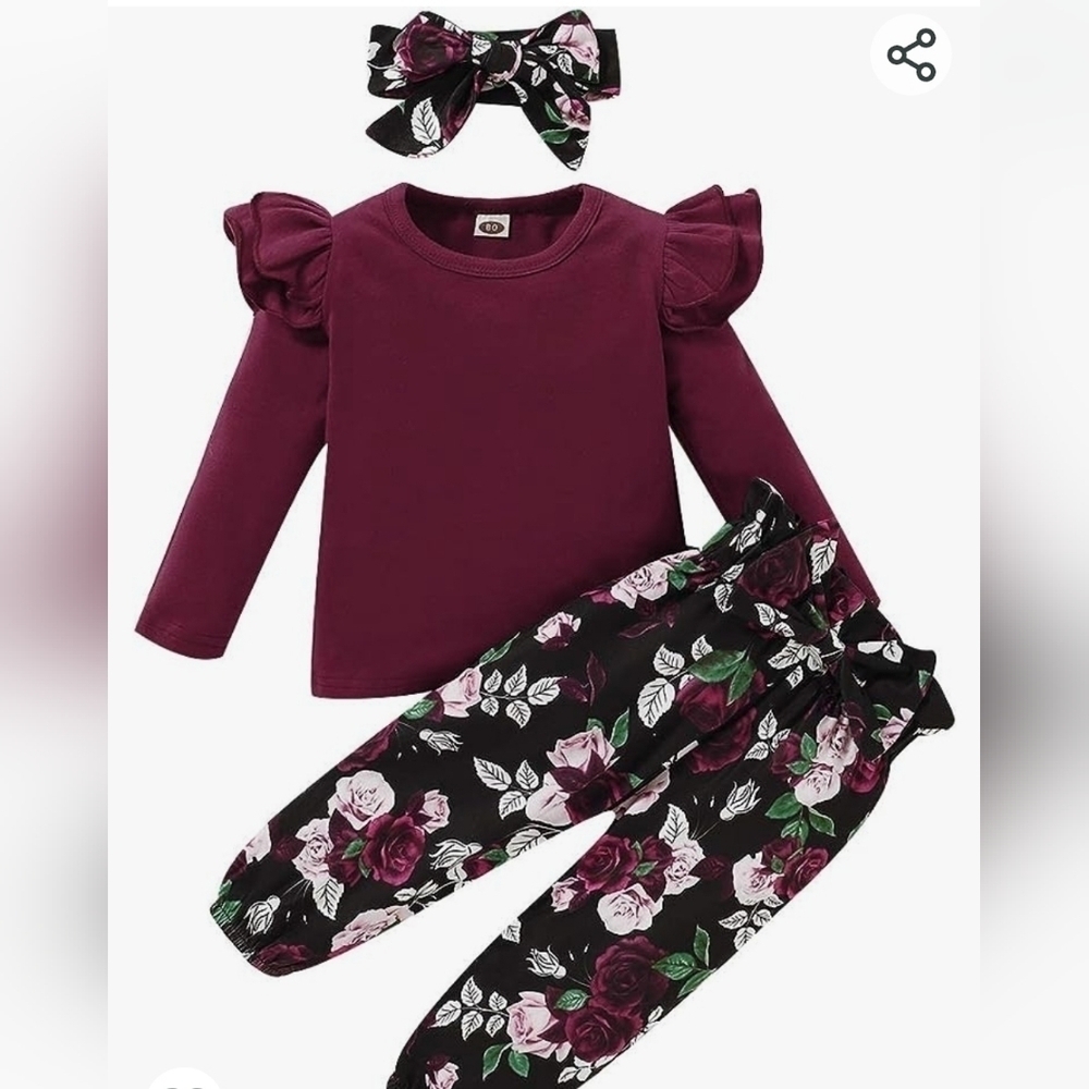 Toddler Ruffle Sleeve & Floral Pant Set